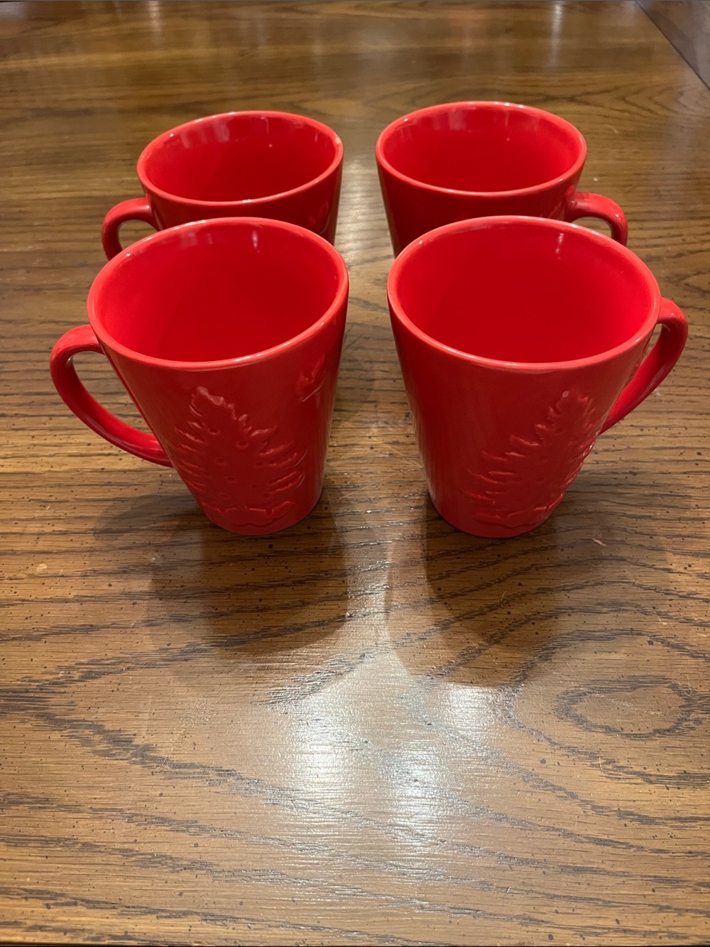 Spode Evergreen Red Ceramic Mugs - Set of 4